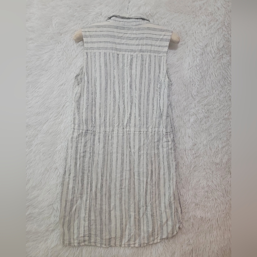 Esmara Linen Sleeveless Striped Midi Dress - White and Gray Size 8 - Picture 14 of 16